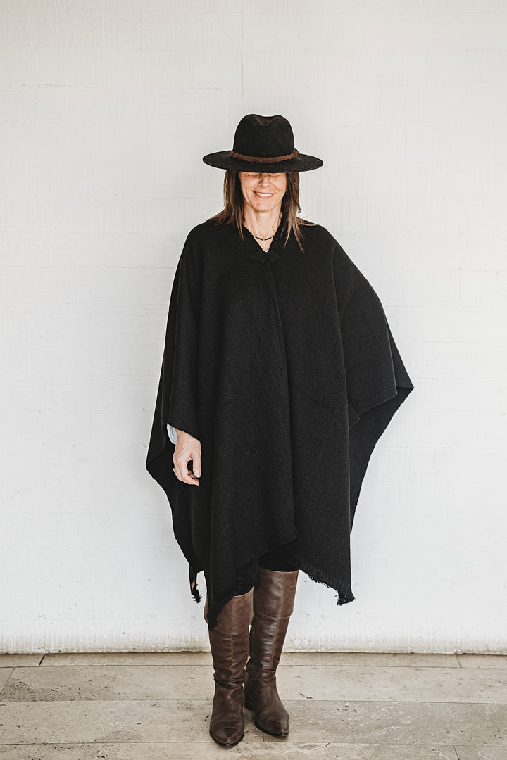 Plain Black Poncho