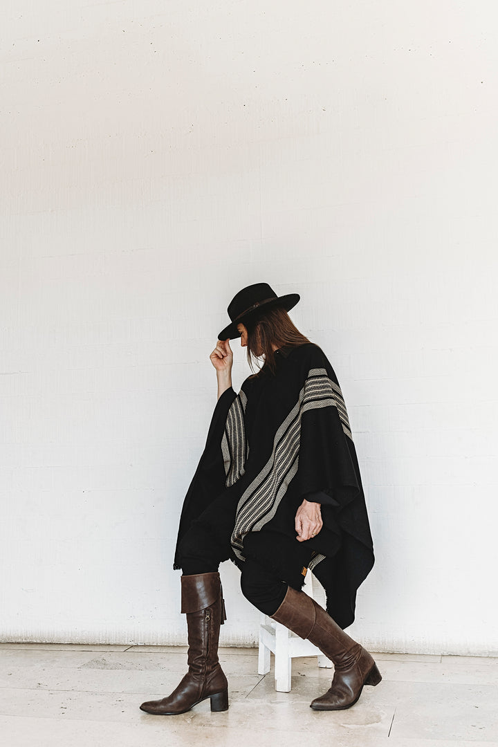 Black Blanket with Two Stripes
