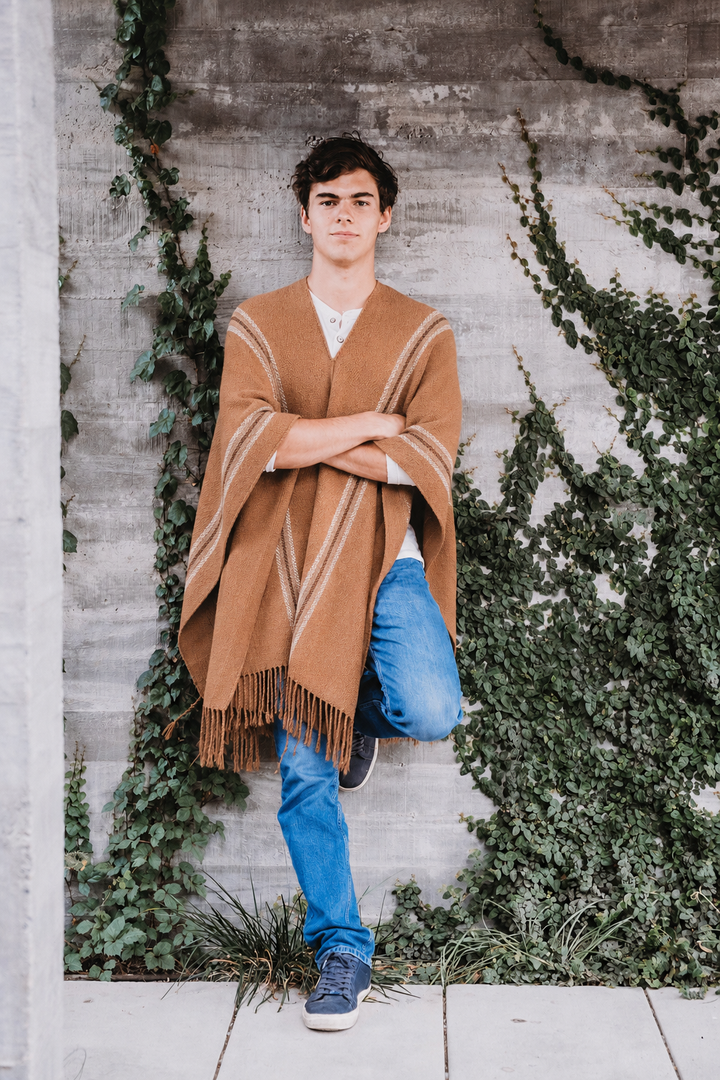 Light Brown Stripe Poncho