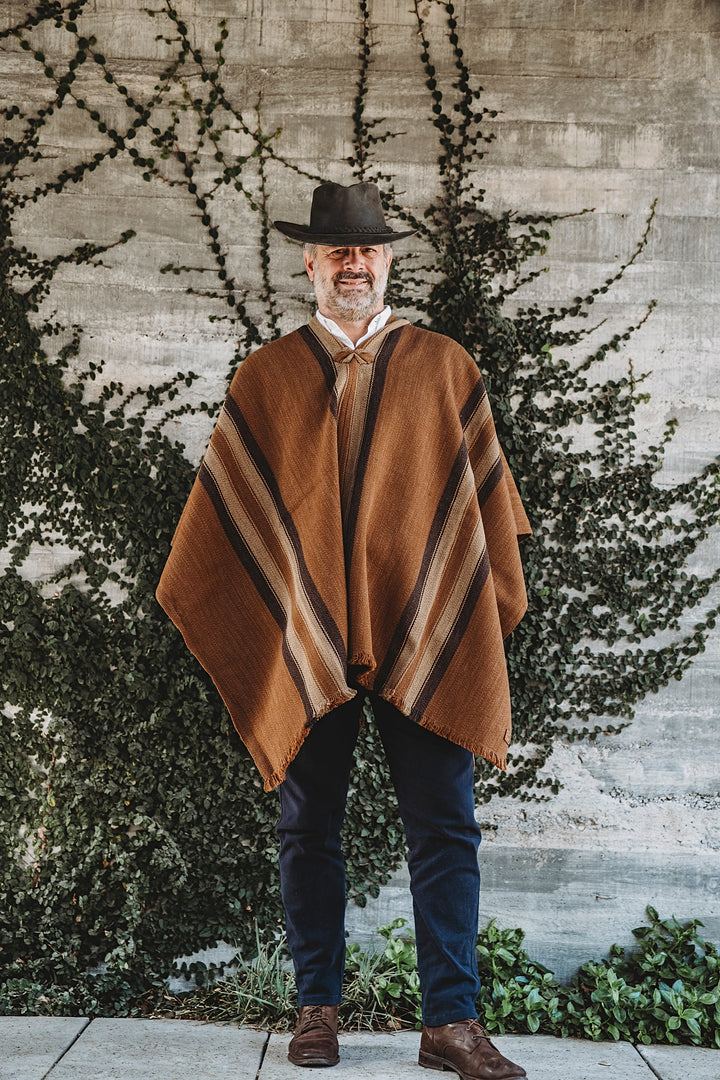 Camel Three Stripe Poncho