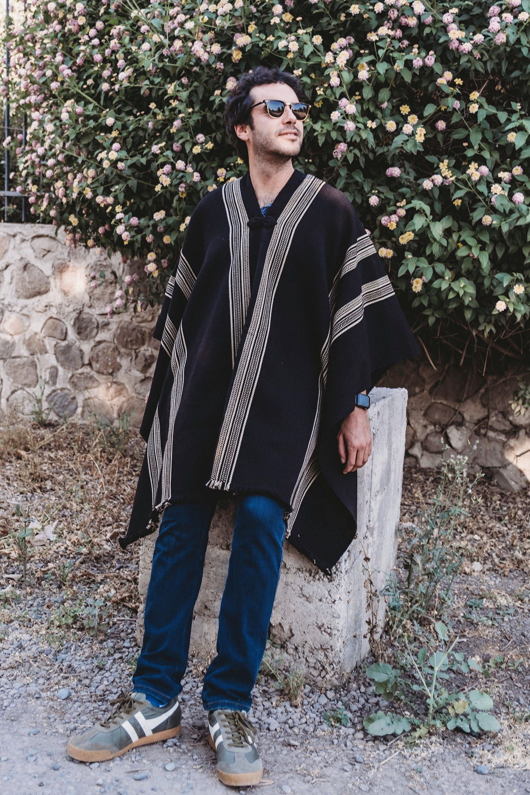 Black Blanket with Three Stripes