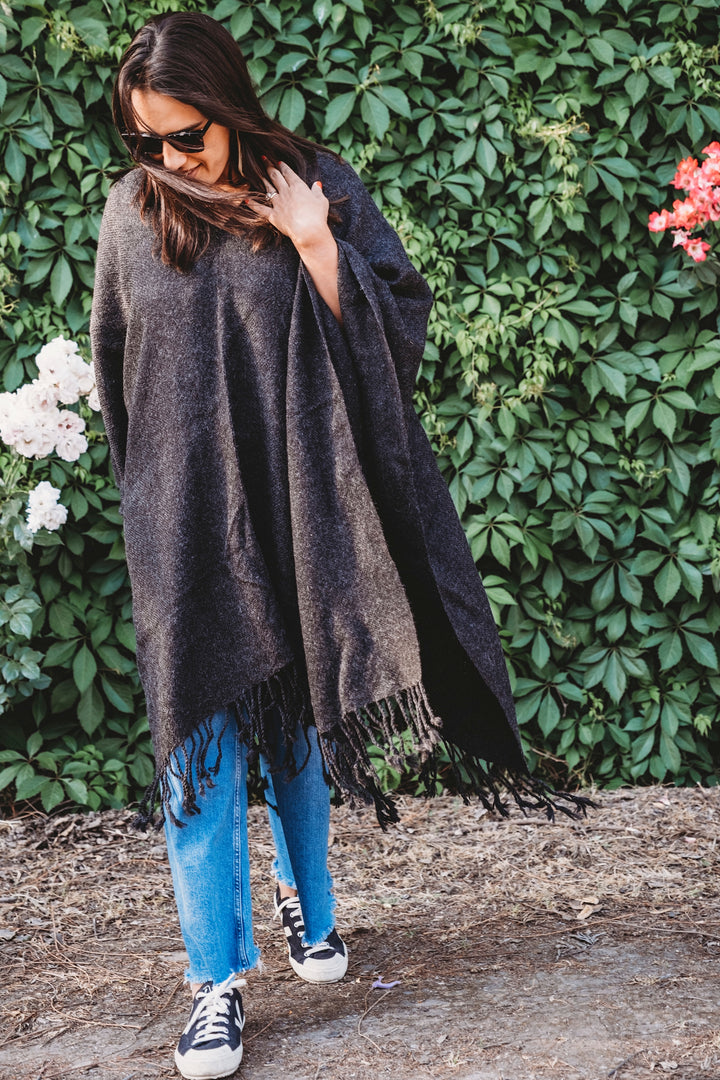 Plain Graphite Poncho