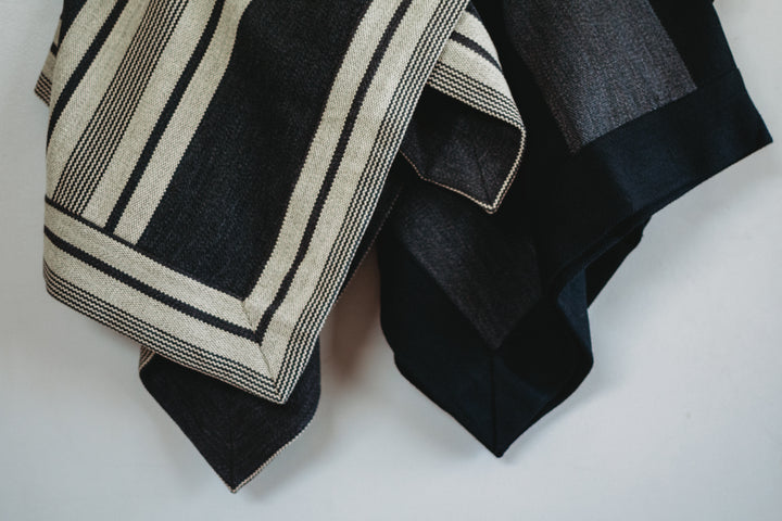 Three-stripe woven border poncho