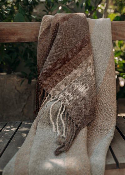 Light brown shawl with stripes