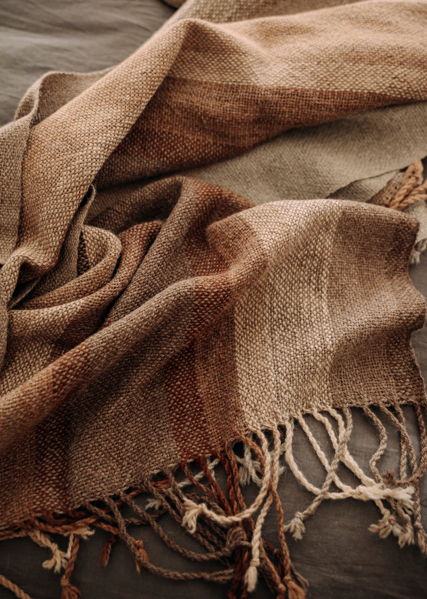 Light brown shawl with stripes