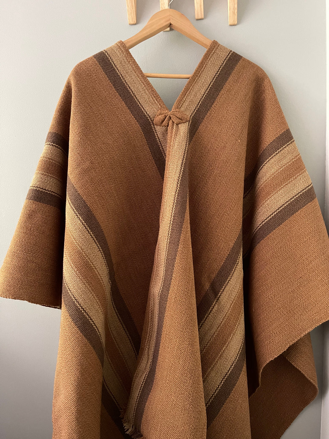 Camel Three Stripe Poncho