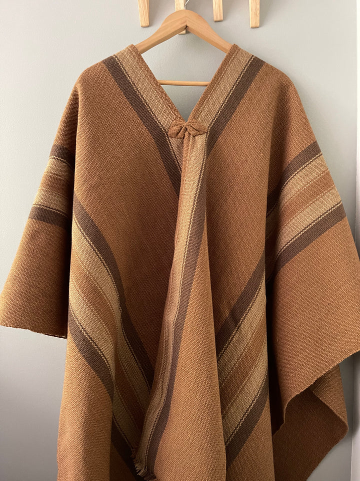 Camel Three Stripe Poncho