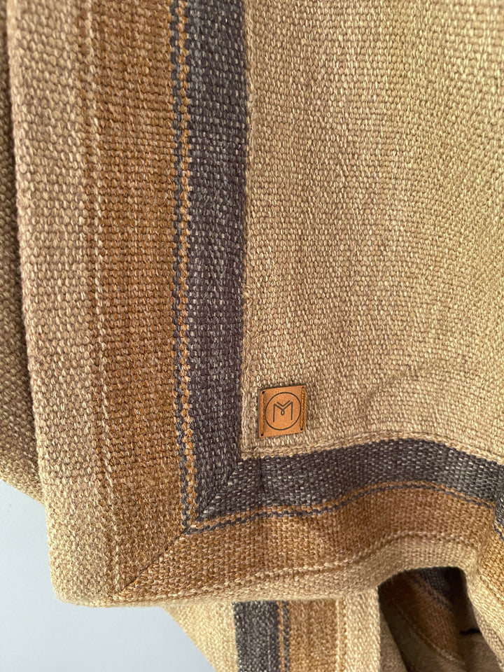 Three-stripe woven border poncho