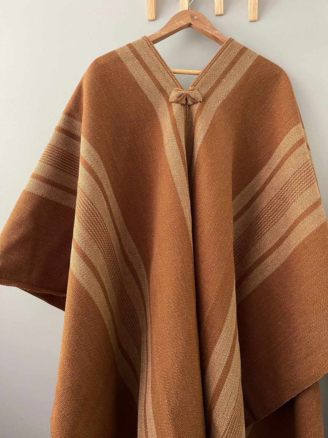 Camel Three Stripe Poncho