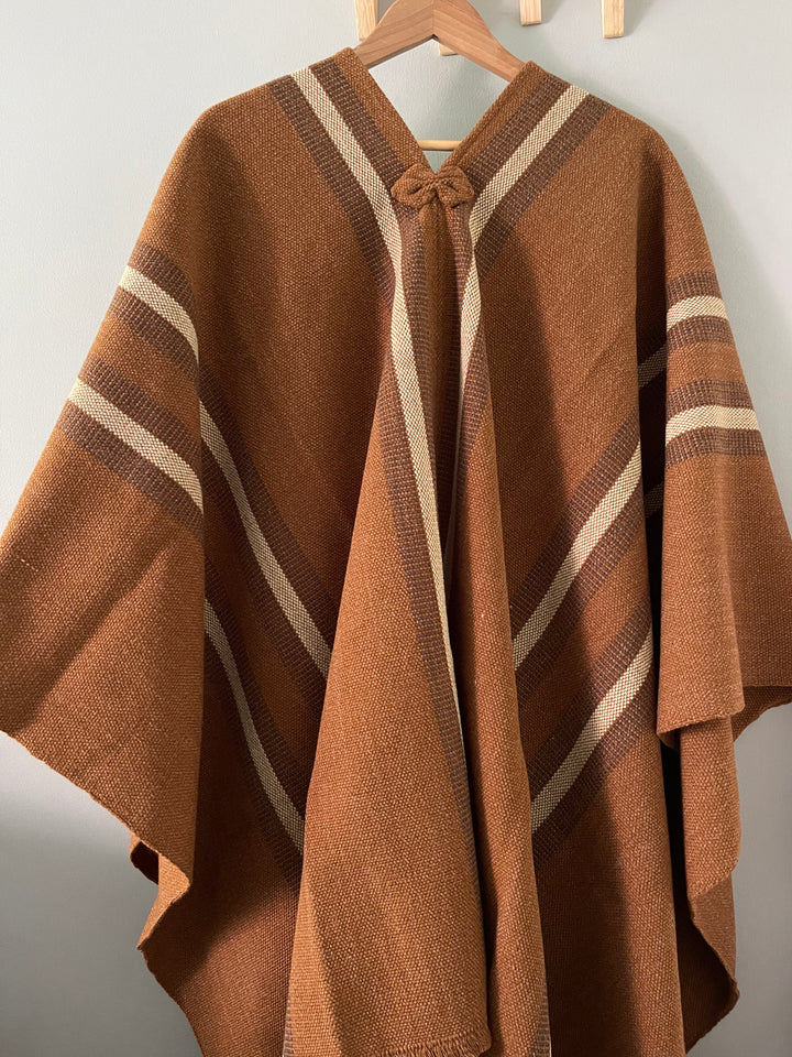 Camel Three Stripe Poncho