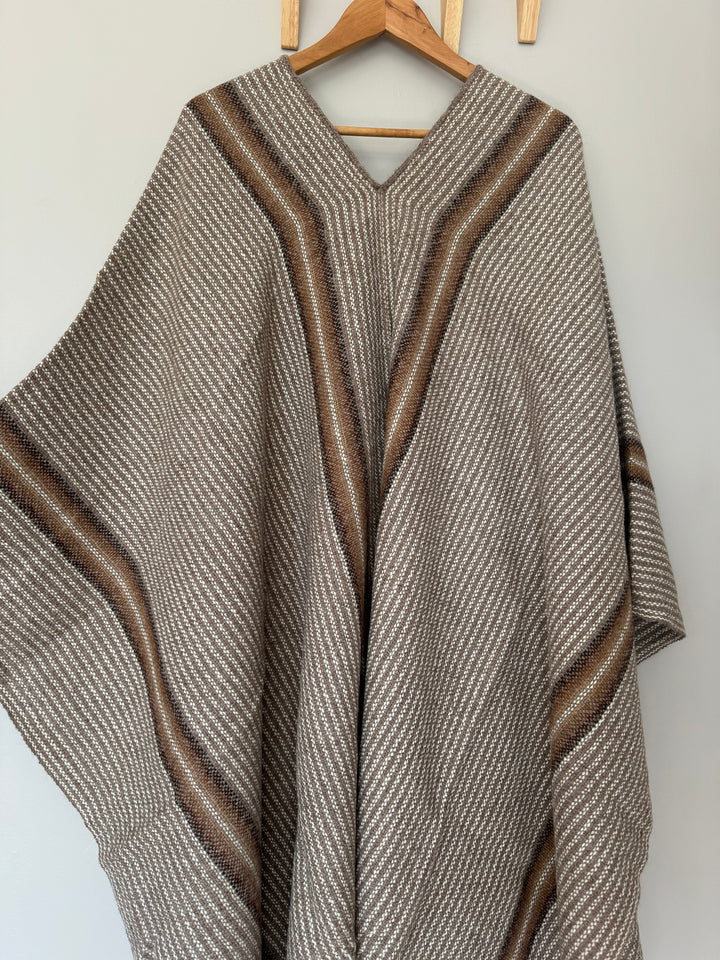 Gray and White Poncho