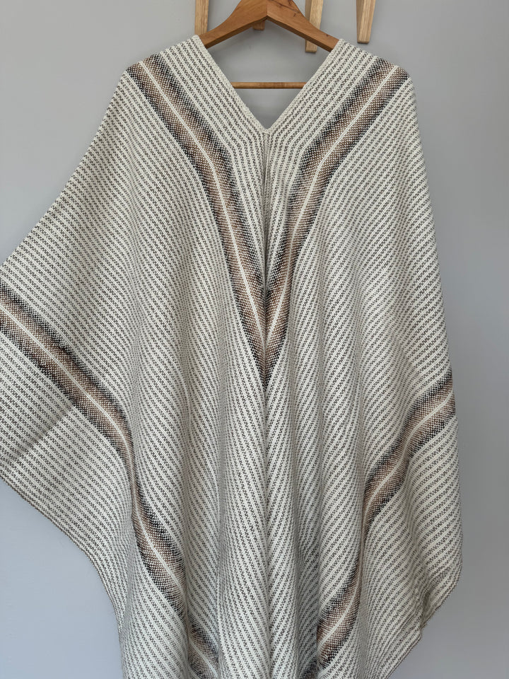 Gray and White Poncho