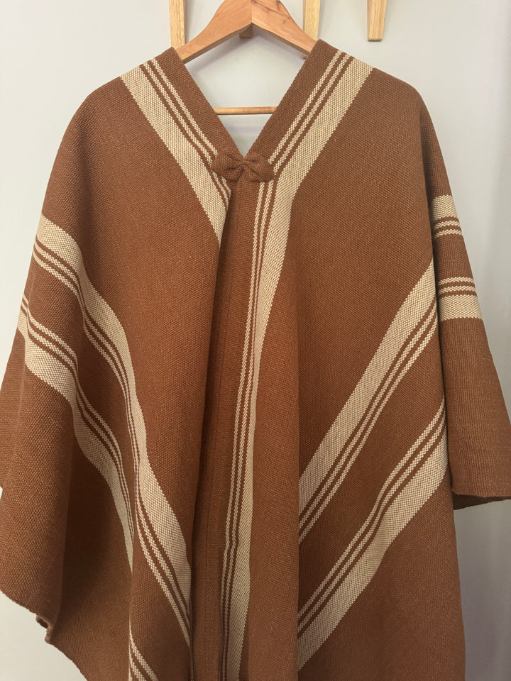 Camel Three Stripe Poncho