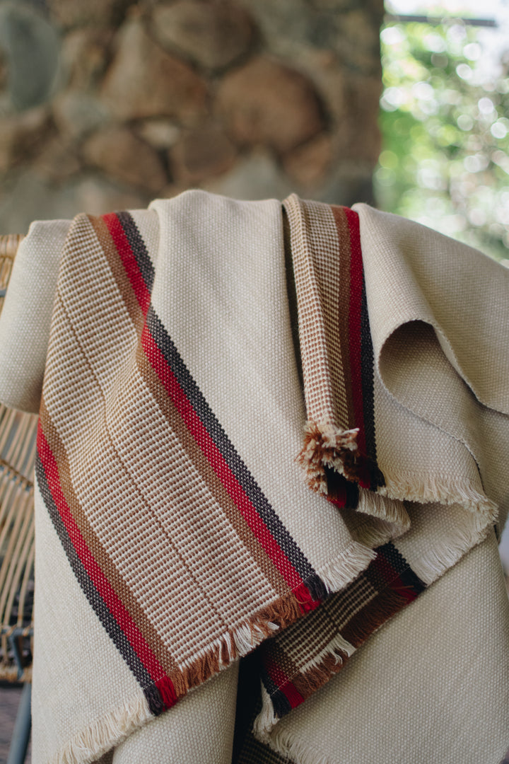 Beige Three Stripe Poncho