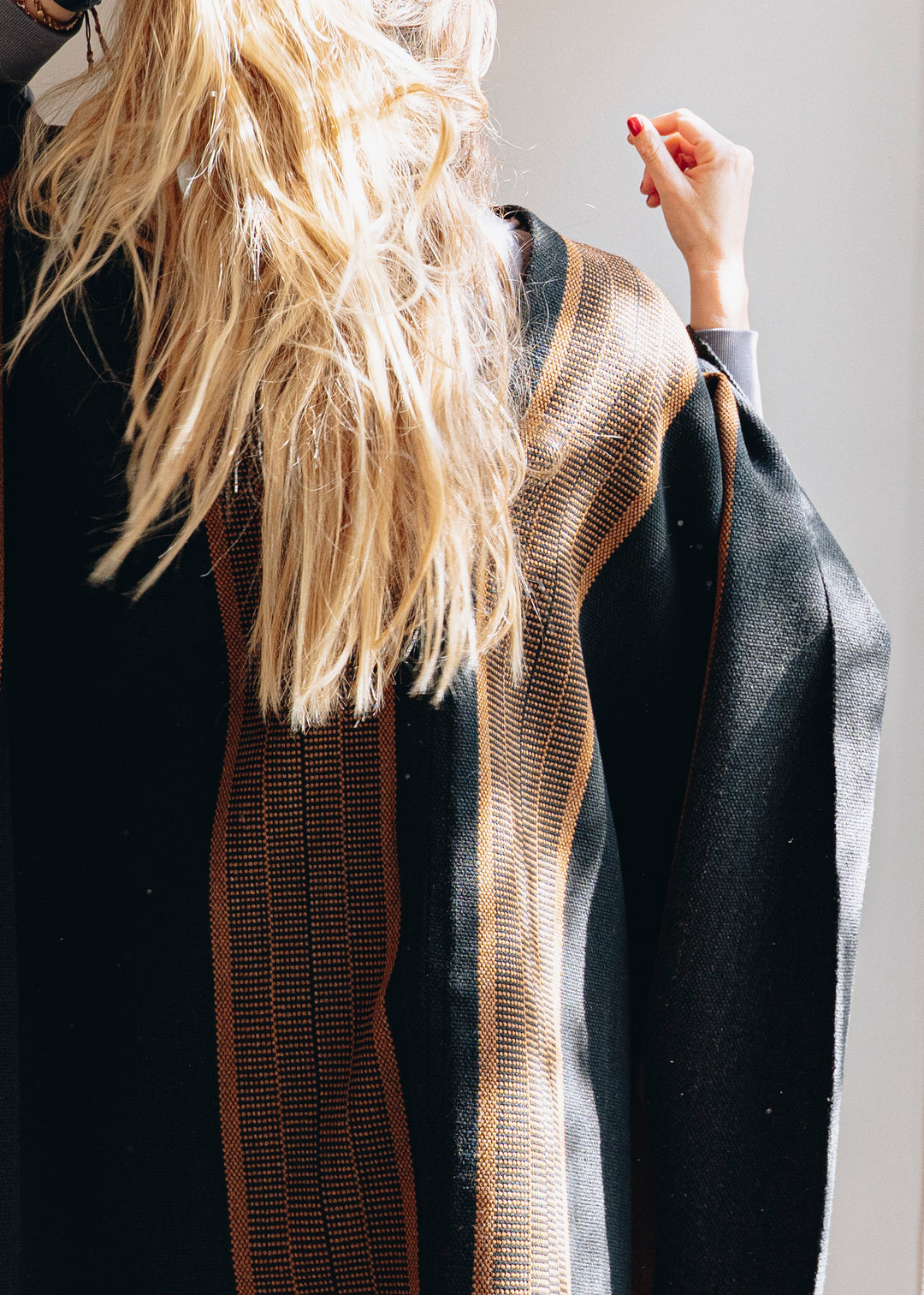 Black Poncho and Graphite Stripes