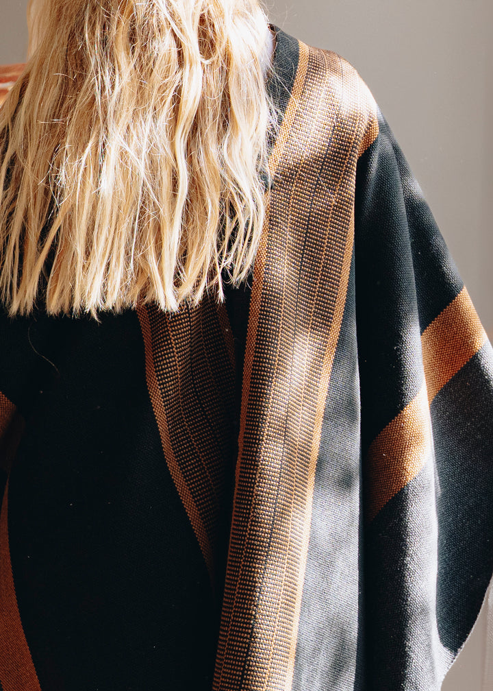 Black Poncho and Graphite Stripes