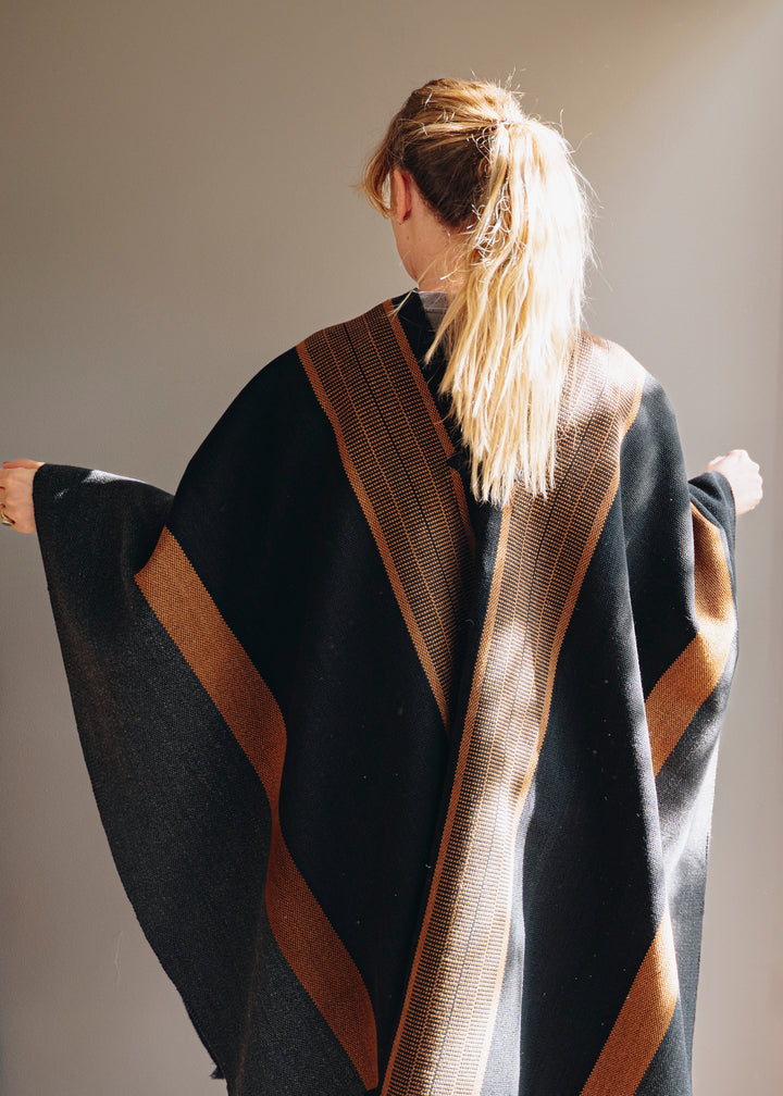 Black Poncho and Graphite Stripes