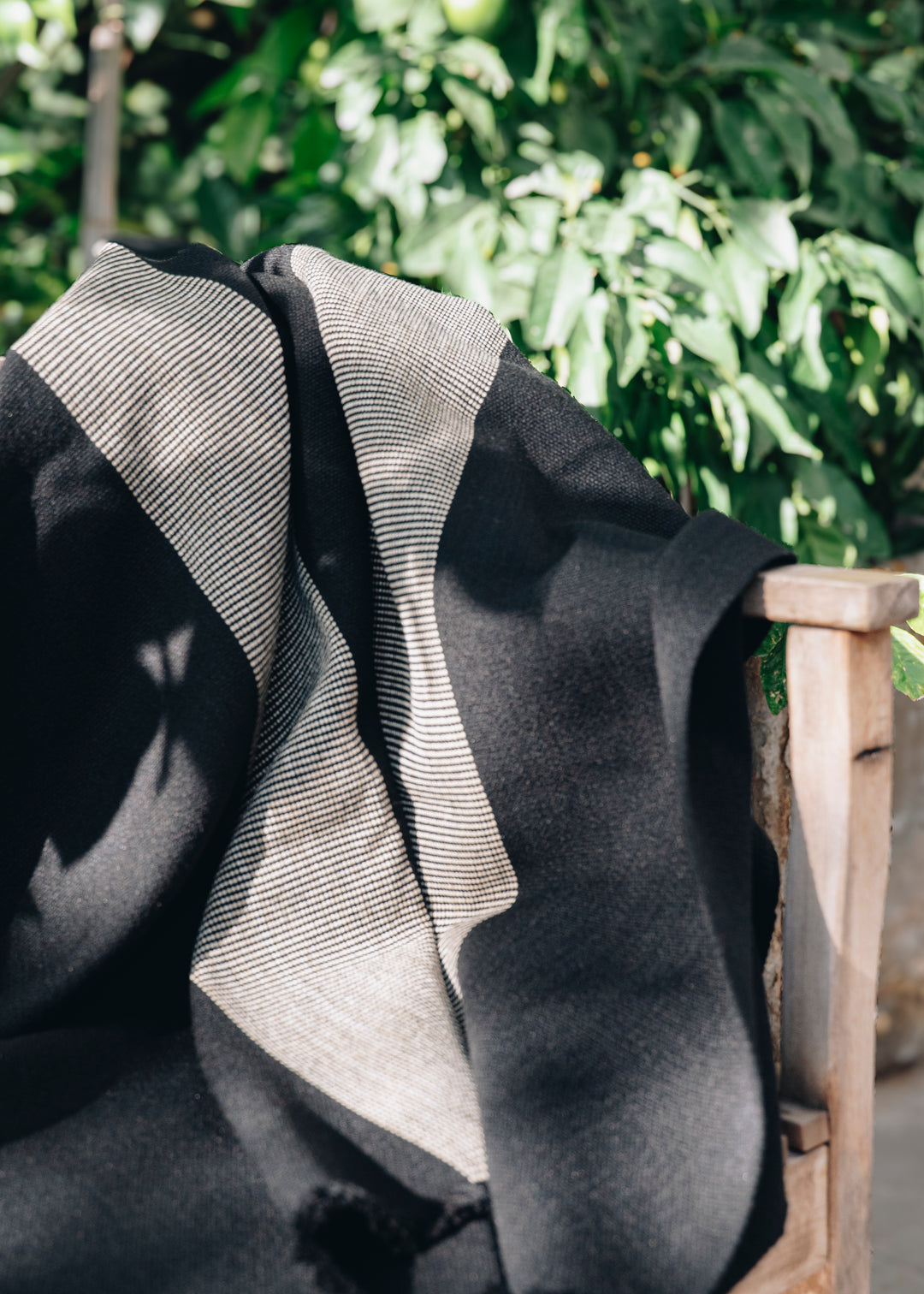 Black Blanket with Two Stripes