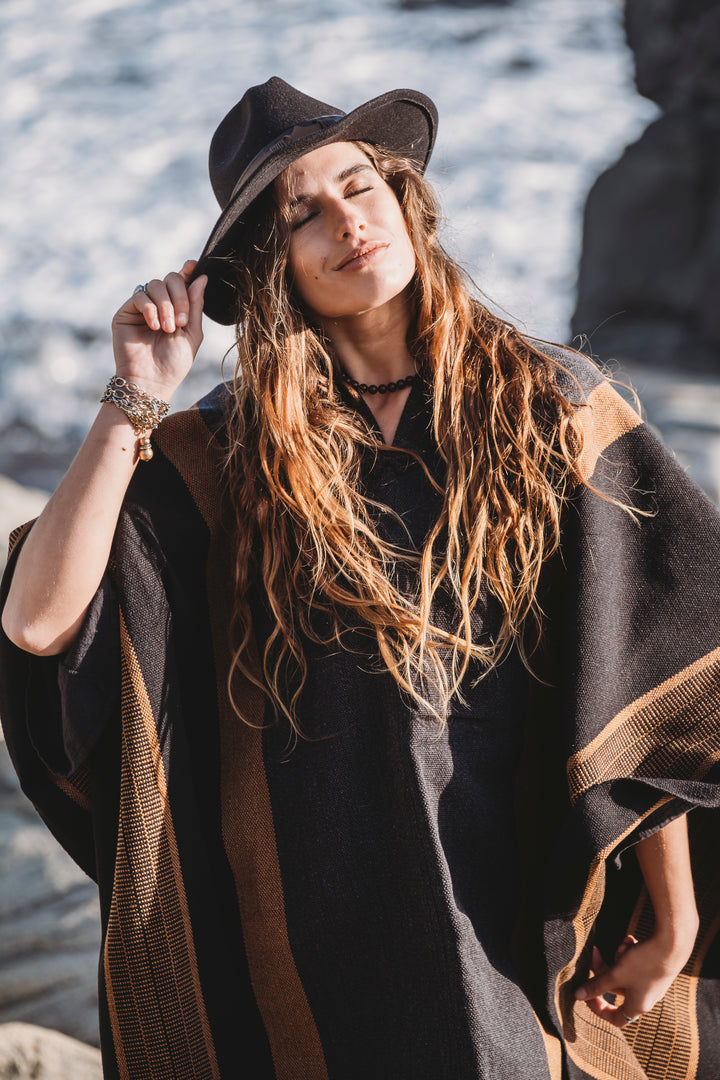 Black Poncho and Graphite Stripes