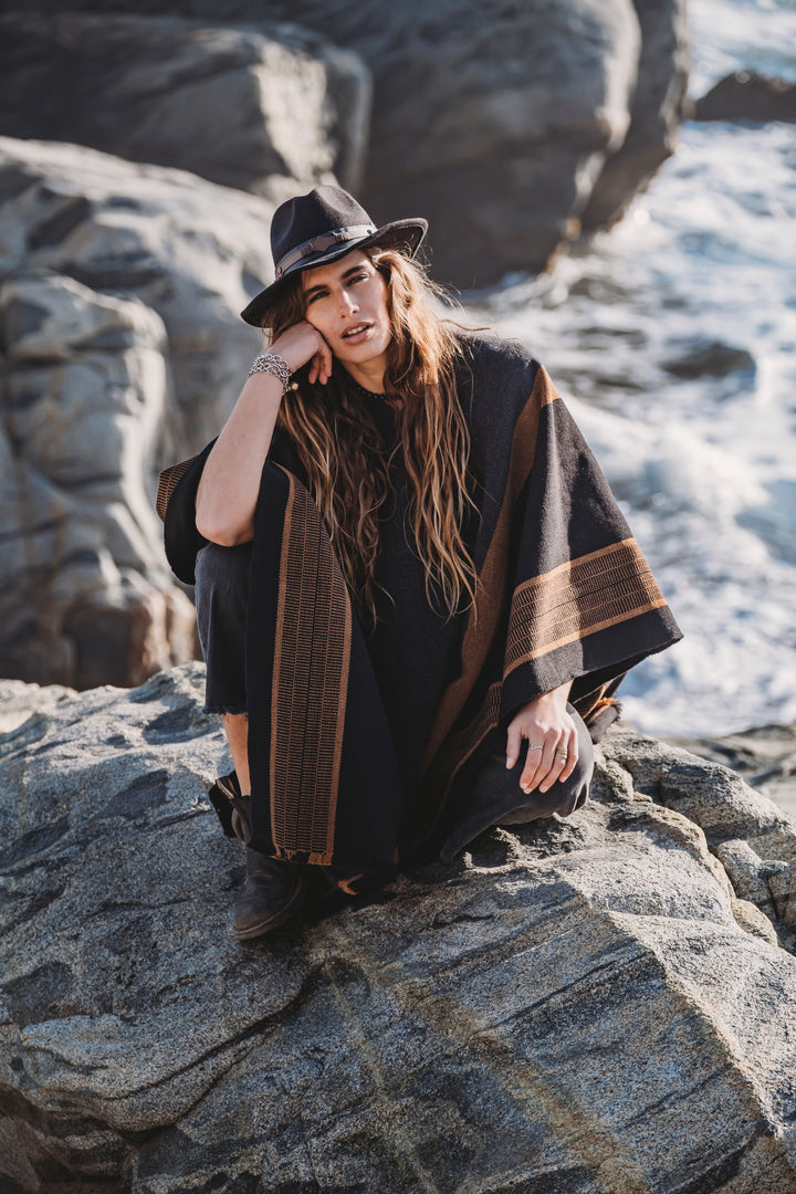 Black Poncho and Graphite Stripes