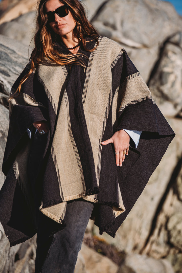 Two-tone gray poncho