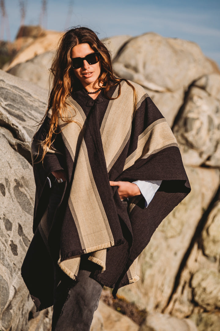 Two-tone gray poncho