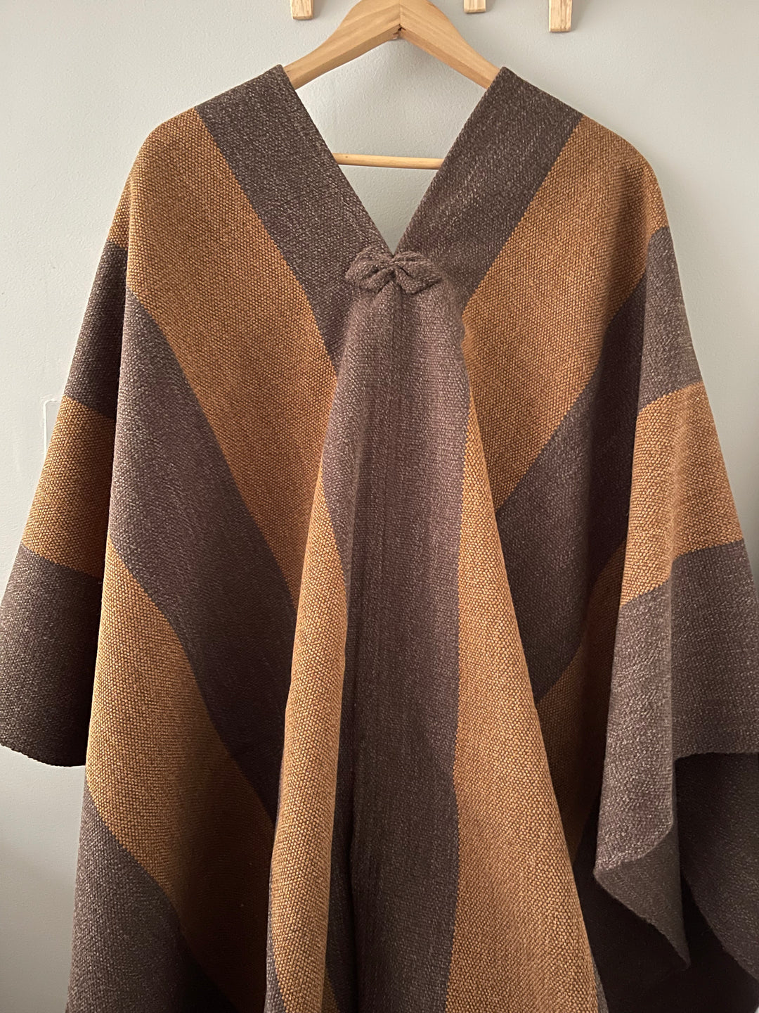 Camel and chocolate two-tone poncho