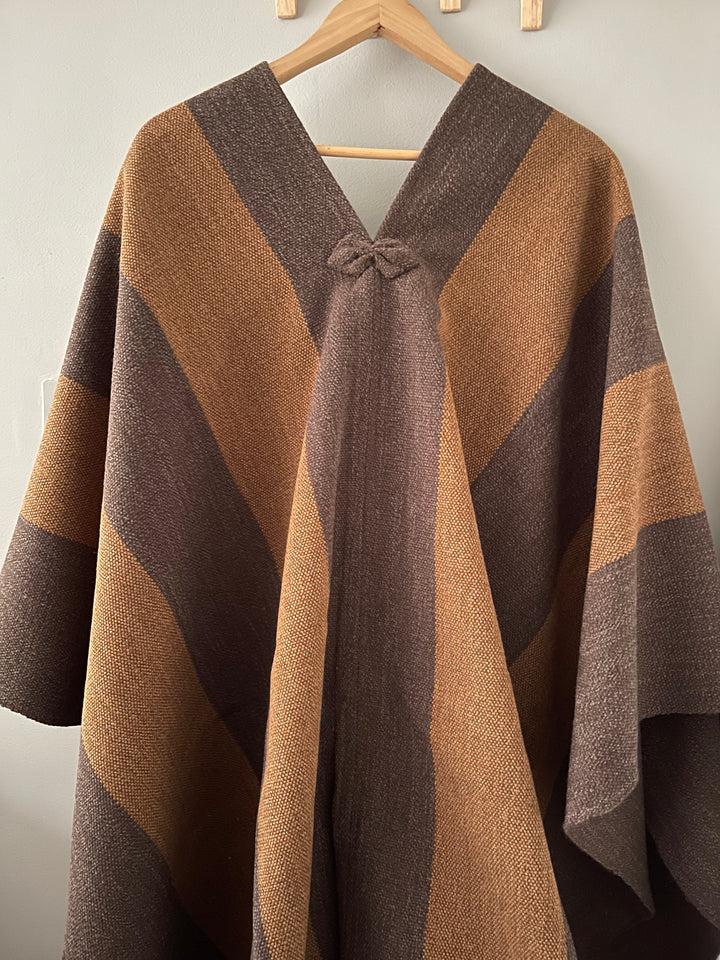 Camel and chocolate two-tone poncho