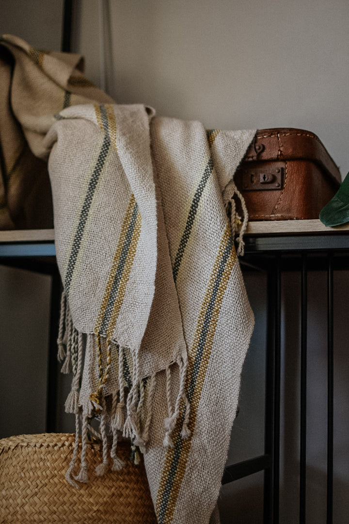 Beige Ruana with Stripes