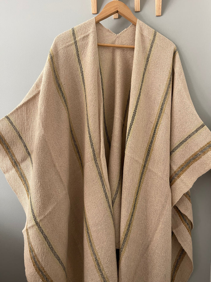 Beige Ruana with Stripes