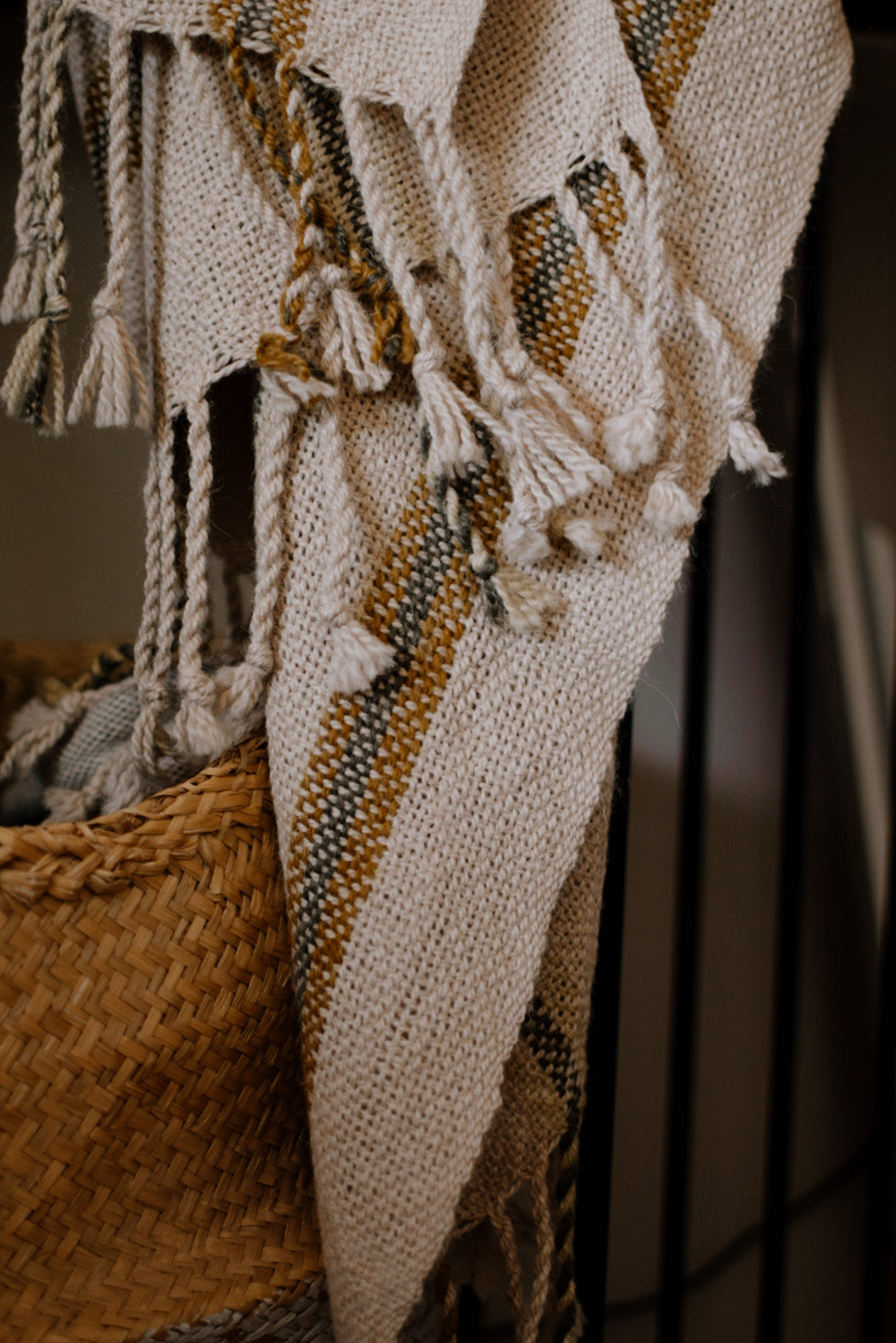 Beige Ruana with Stripes