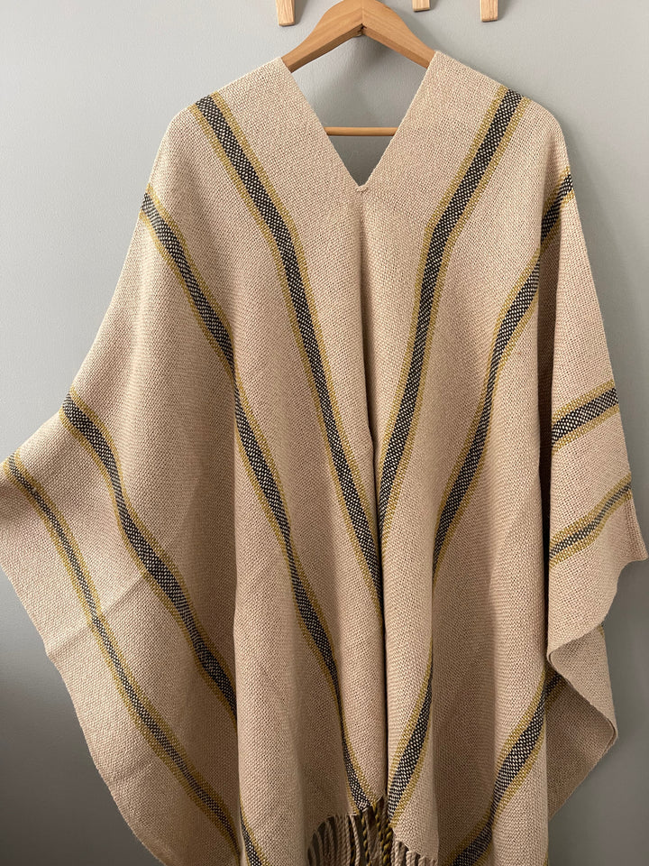 Beige Stripe Poncho