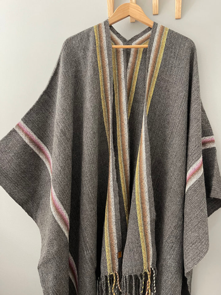 Gray Stripe Ruana