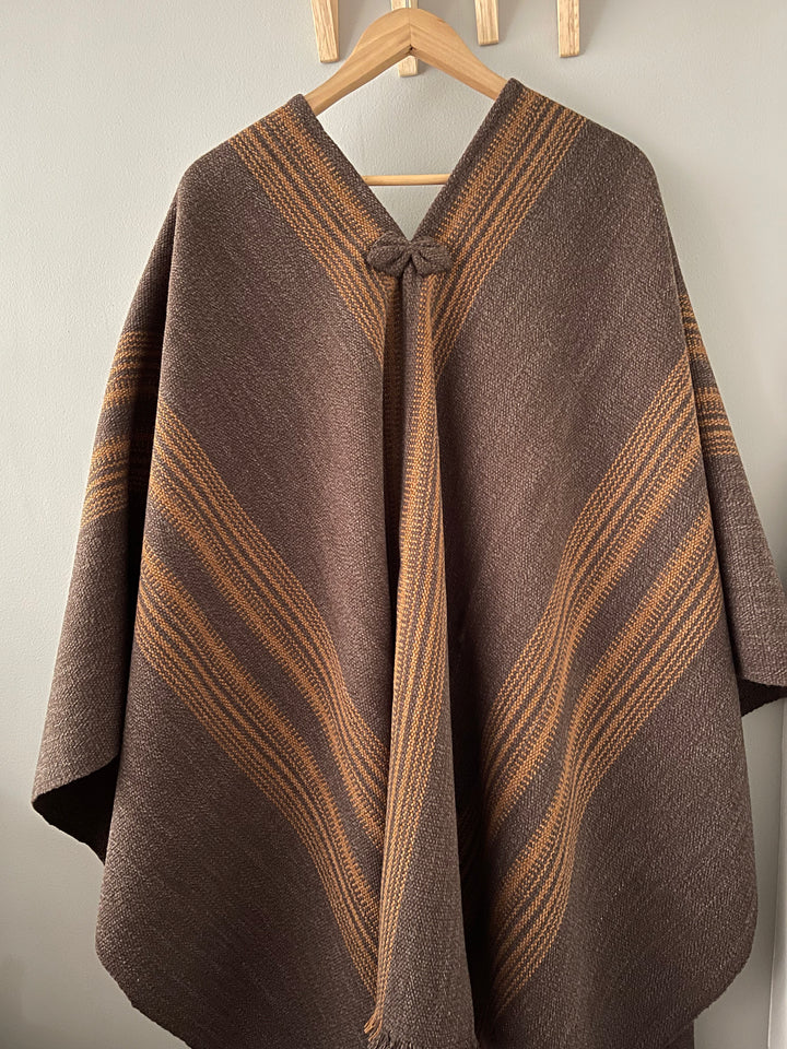 Chocolate Three Stripe Poncho