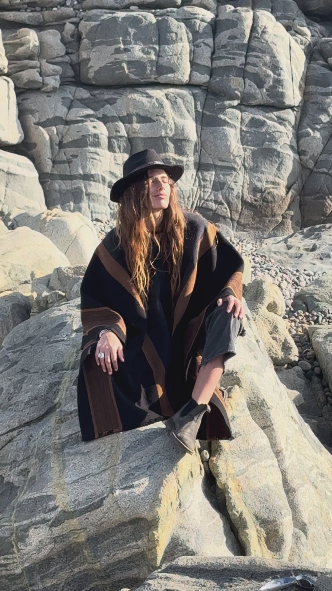 Black Poncho and Graphite Stripes