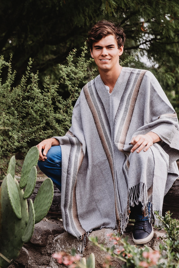 Gray Stripe Poncho