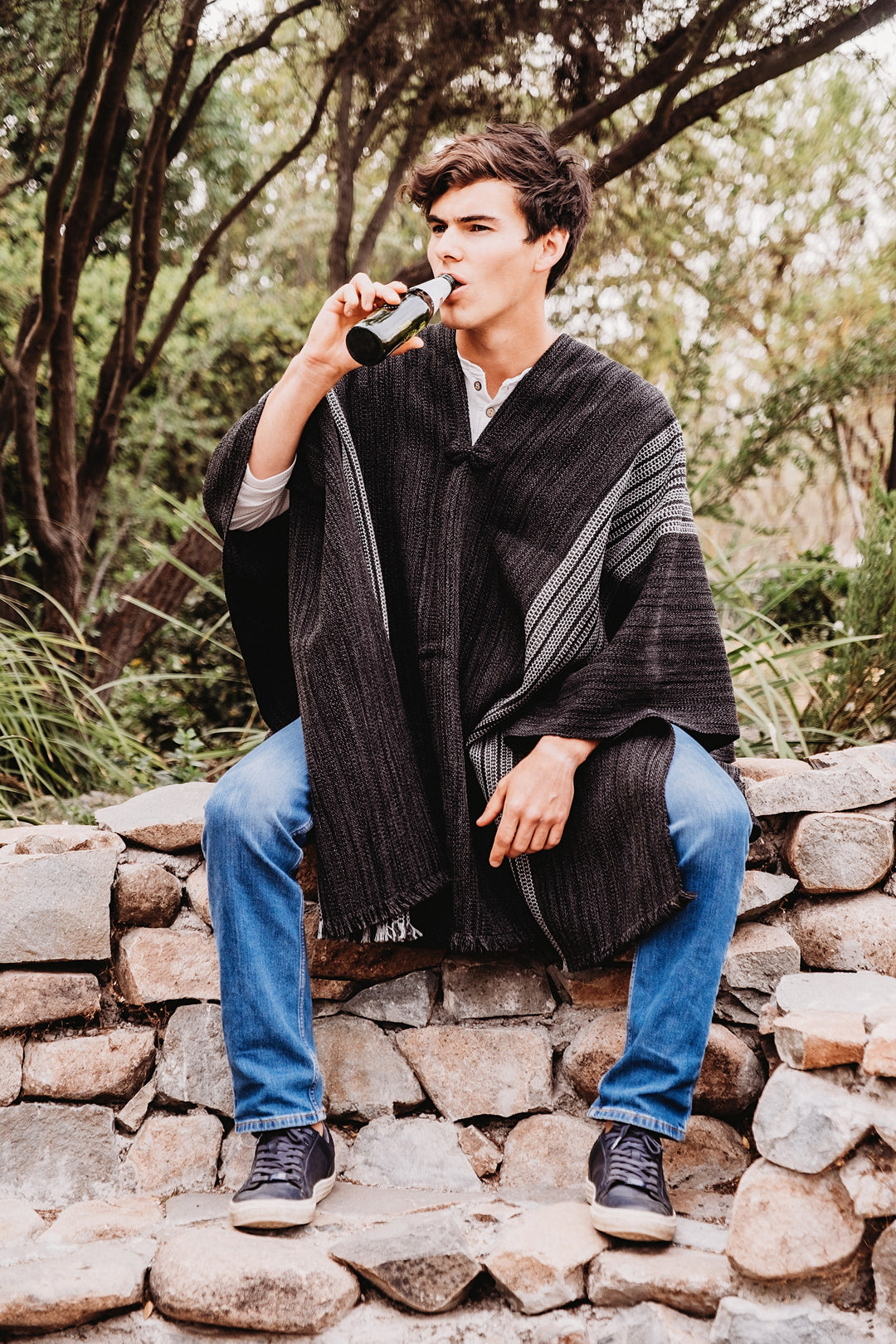 Two-stripe graphite poncho