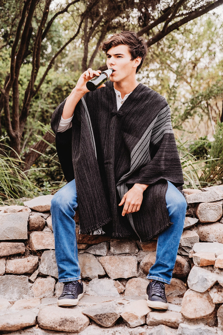 Two-stripe graphite poncho