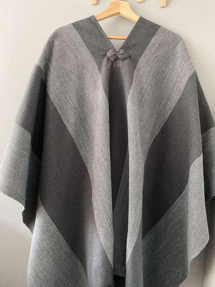 Two-tone gray poncho