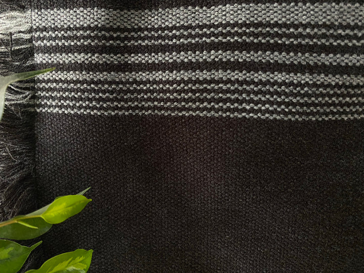 Black Blanket with Three Stripes