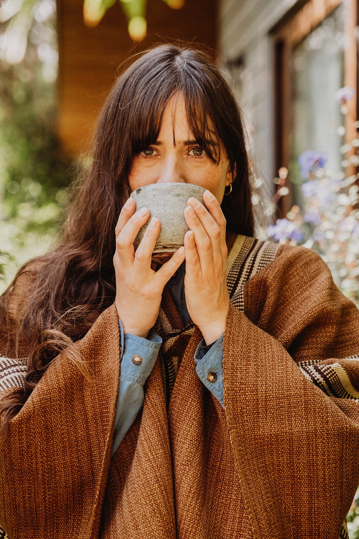 Camel Three Stripe Poncho