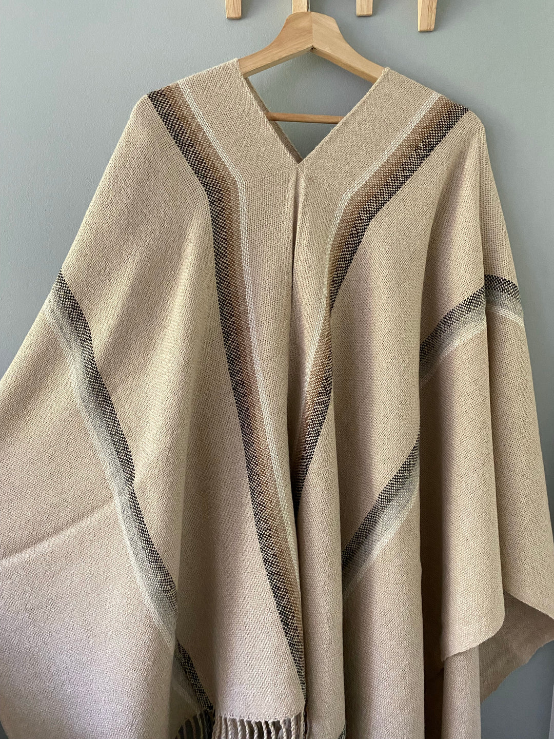 Beige Stripe Poncho