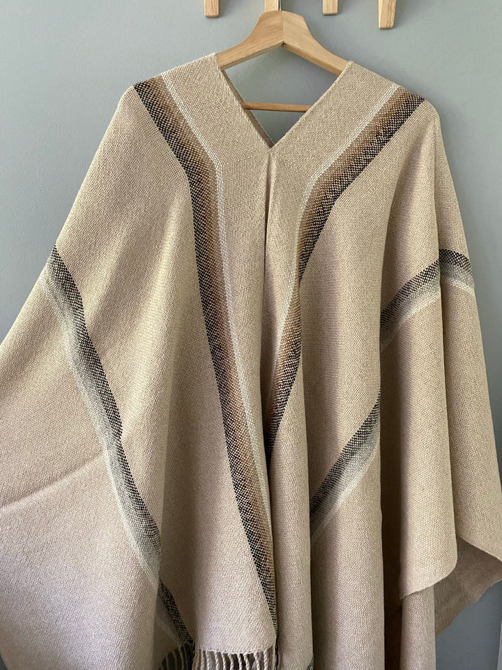 Beige Stripe Poncho
