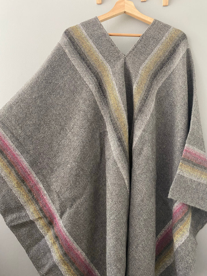 Gray Stripe Poncho