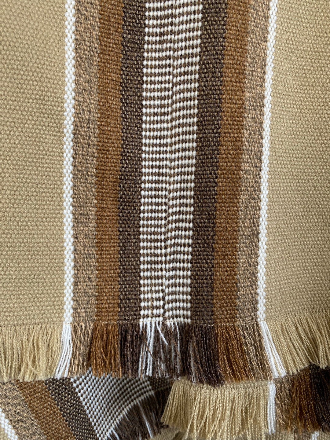 Beige Three Stripe Poncho
