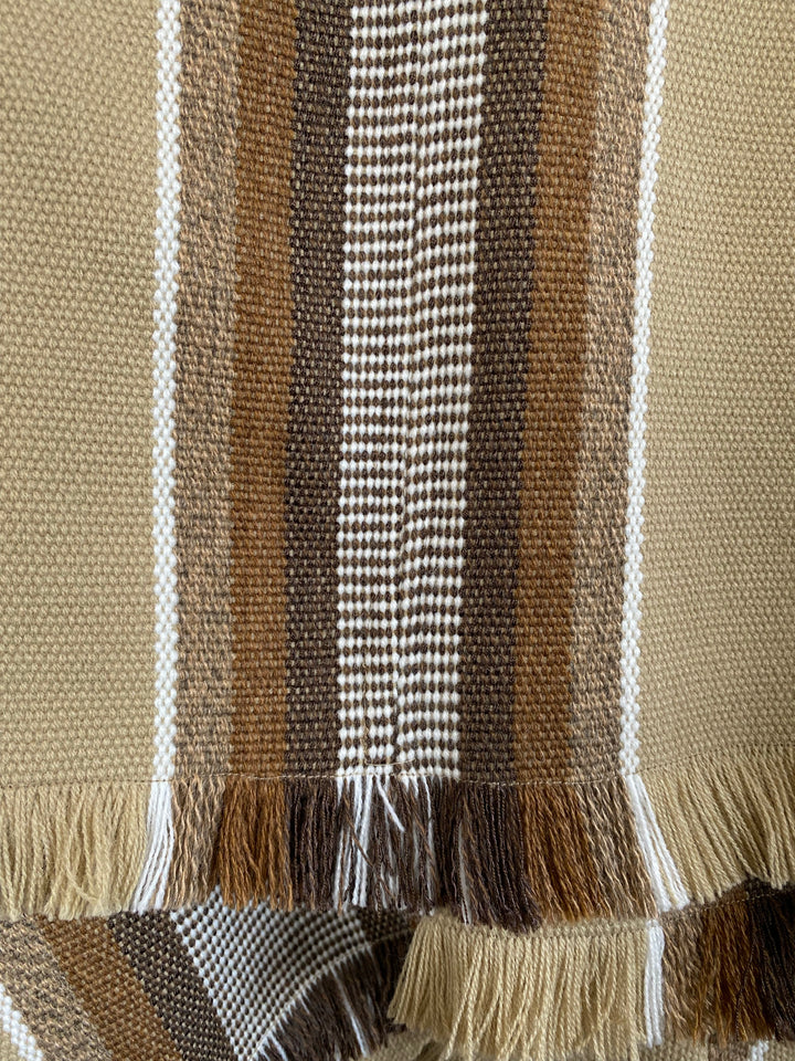 Beige Three Stripe Poncho