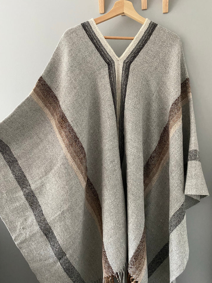 Gray Stripe Poncho