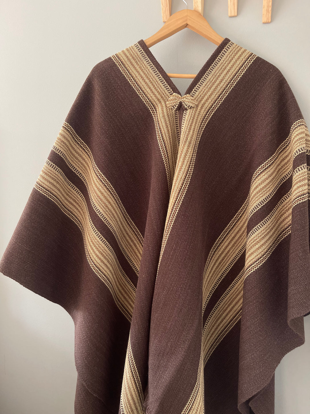 Chocolate Three Stripe Poncho