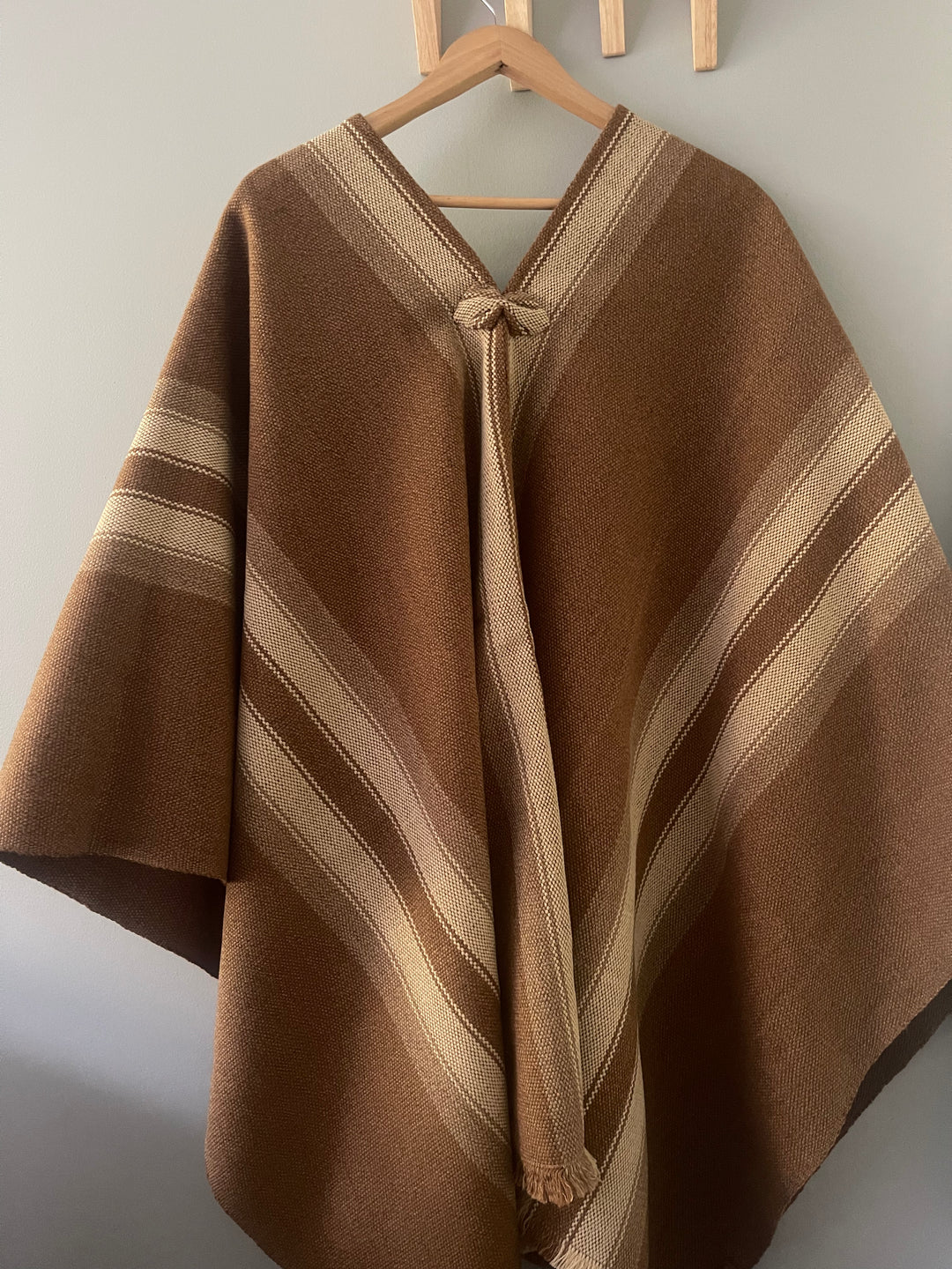 Camel Three Stripe Poncho