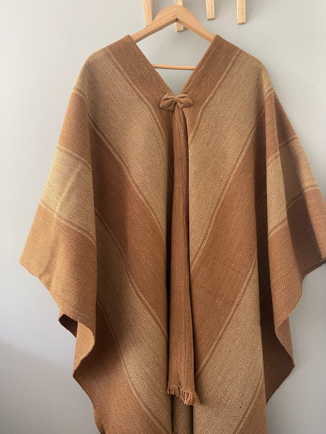 Two-tone light brown and camel poncho